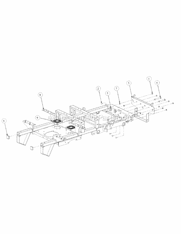 Frame Assembly Diagram and Parts List for M54-KW 53CB5DBW750-23HP-OHV Cub Cadet Lawn Tractor
